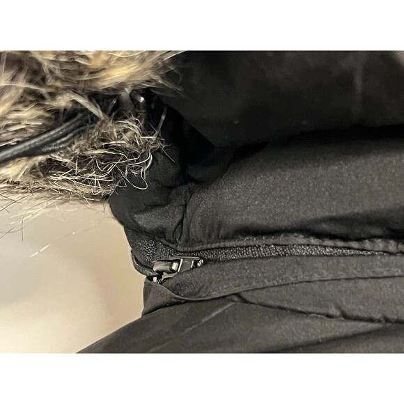LARRY LEVINE Women's XS Down Puffer Coat Jacket Black Faux Fur Hood Winter Warm - Picture 9 of 12
